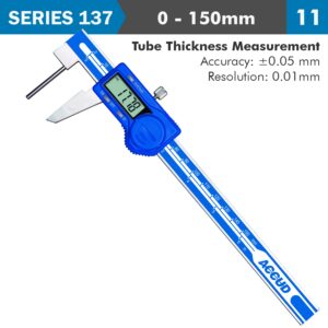 DIG. TUBE THICKNESS CALIPER 150MM 0.05MM ACC. 0.01MM RES. S/STEEL