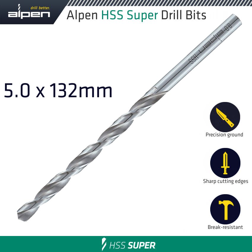 HSS DRILL BIT LONG 5 X 132MMBULK