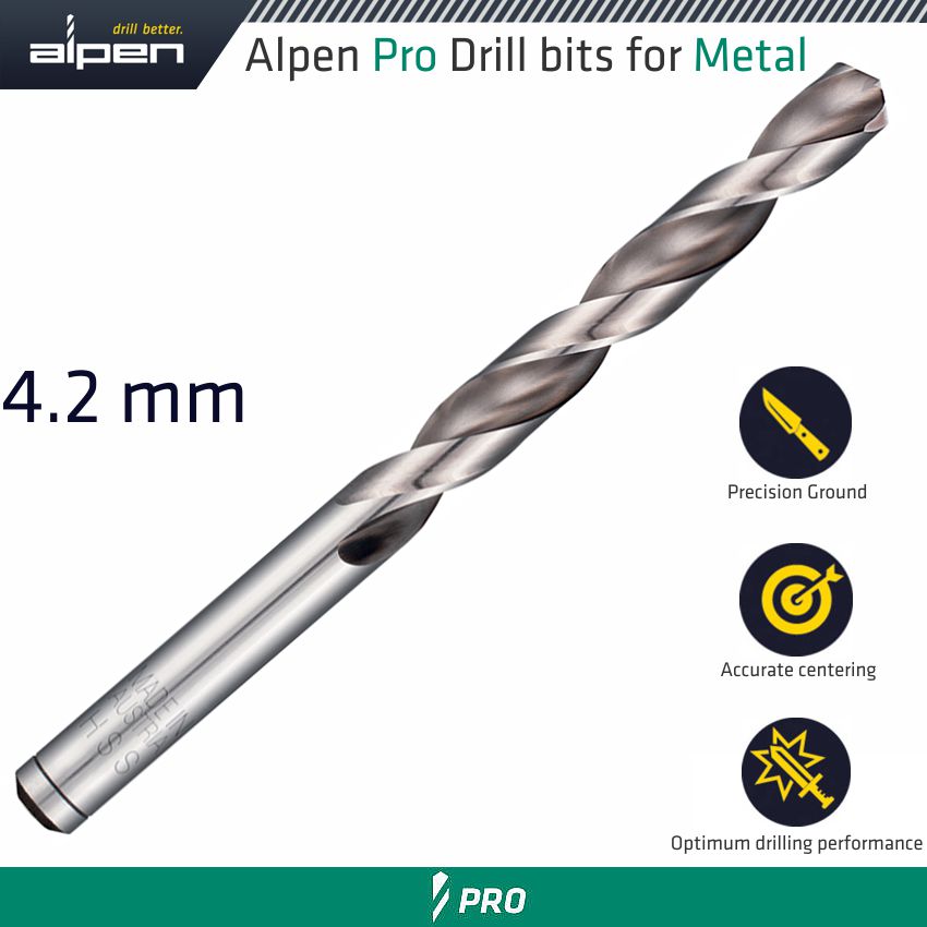 ALPEN PRO HSS DRILL DIN 338 RN 135 WITH SPLIT POINT 4.2MM BULK