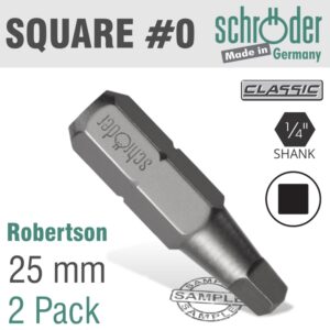 SQ.RECESS N.0X25MM BIT 2CD