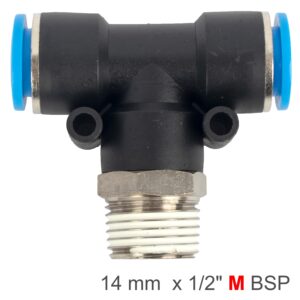 PU HOSE FITTING TEE 14MM-1/2 M