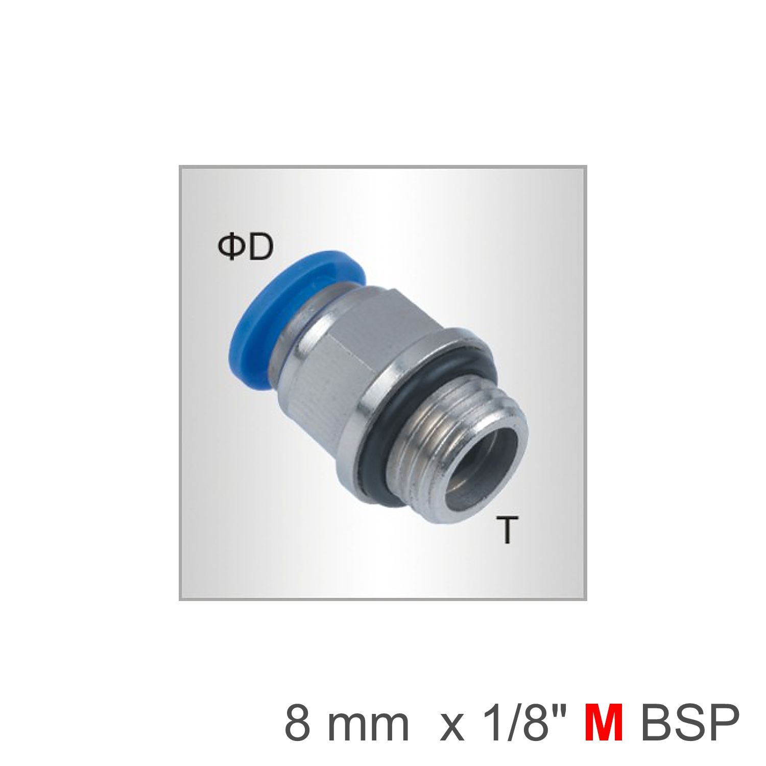 PU FITTING STR. STUD W/O-RING 8MM-1/8 M