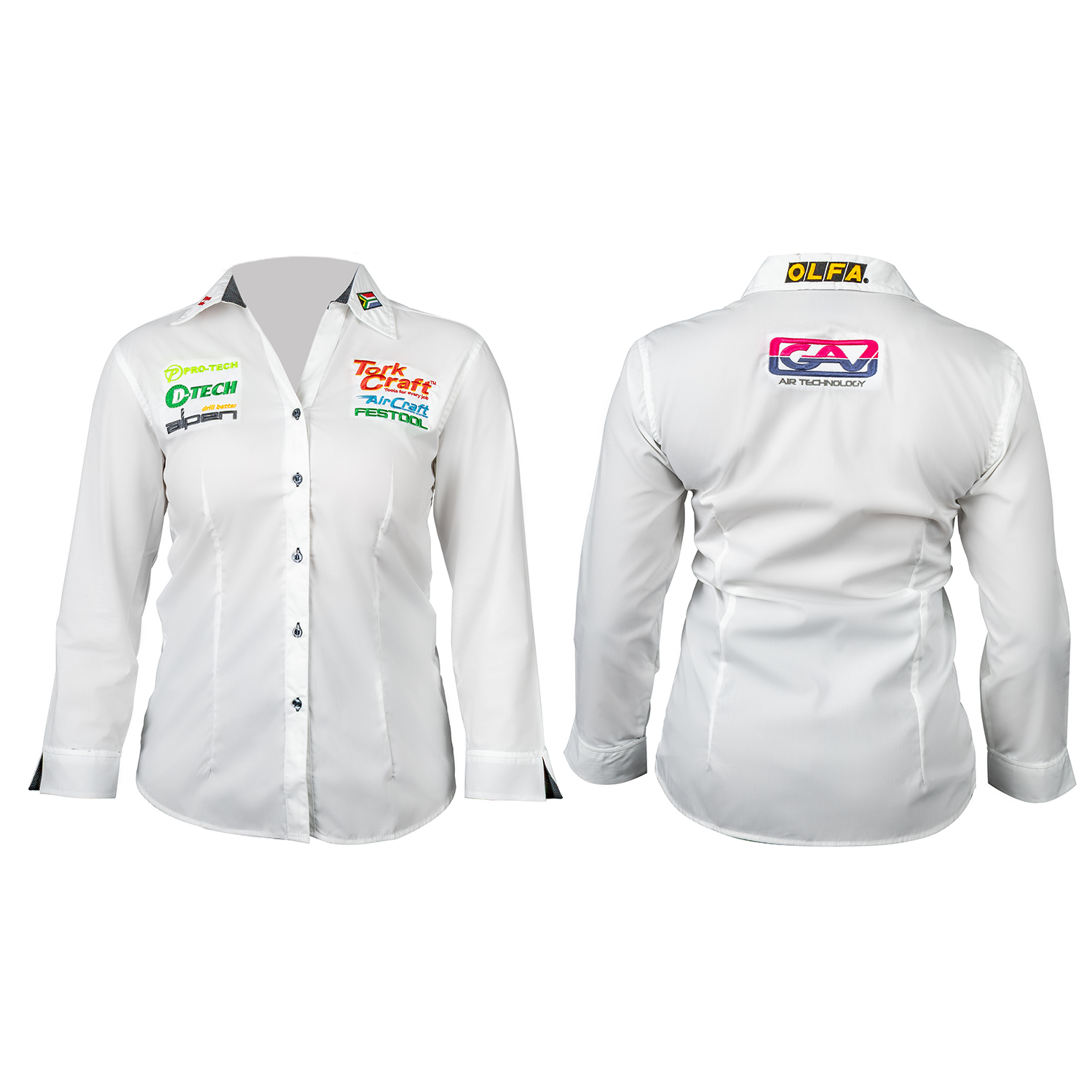 LADIES WHITE 3/4 SAGA BLOUSE LARGE